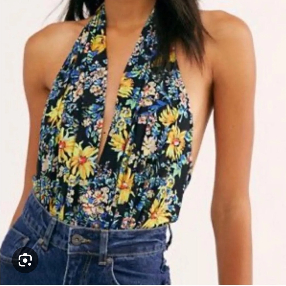 NWOT Free People Should I say halter bodysuit sz S